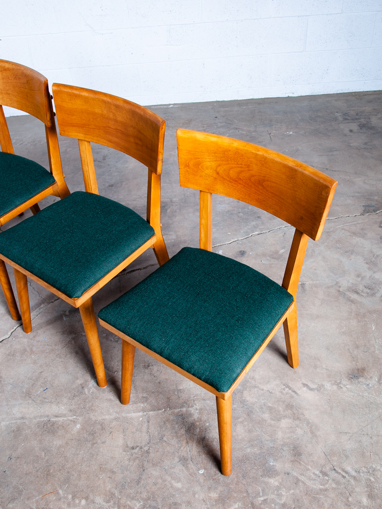 Mid Century Modern Dining Chairs Set 4 Conant Ball Russell Wright Green Birch Vintage - Image 12