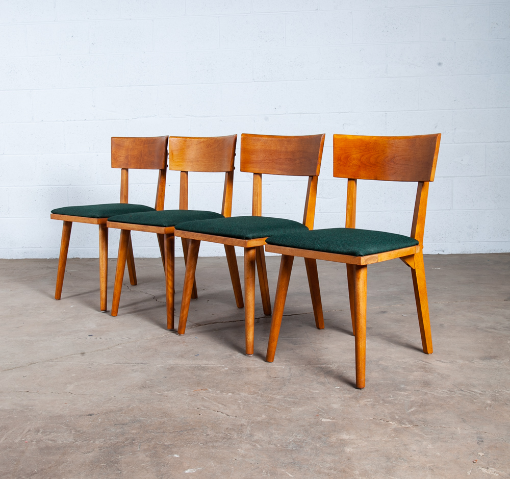 Mid Century Modern Dining Chairs Set 4 Conant Ball Russell Wright Green Birch Vintage - Image 6