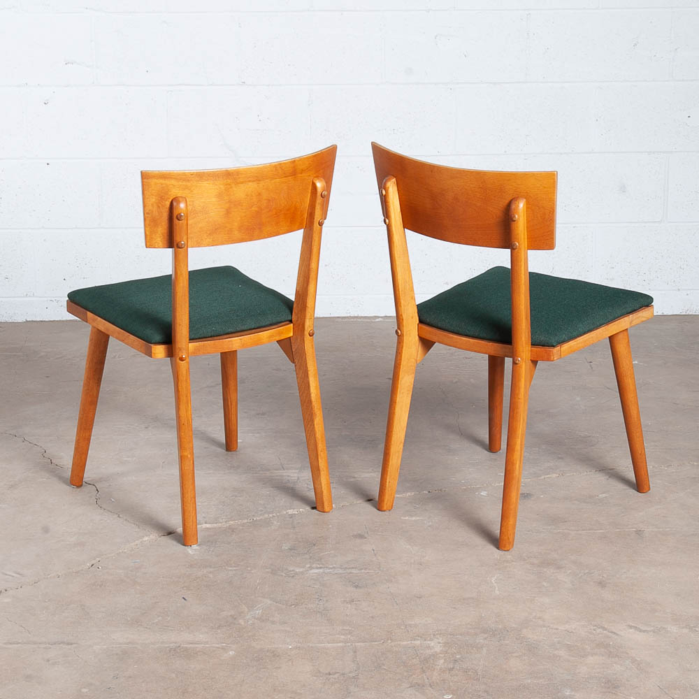 Mid Century Modern Dining Chairs Set 4 Conant Ball Russell Wright Green Birch Vintage - Image 5