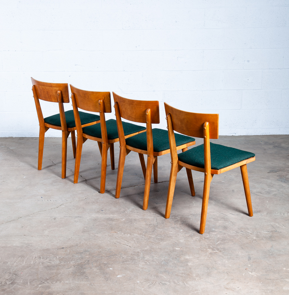 Mid Century Modern Dining Chairs Set 4 Conant Ball Russell Wright Green Birch Vintage - Image 2