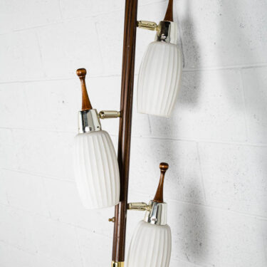 Mid Century Modern Floor Lamp Tension Pole 3 Light White Milk Glass Mcm Brass M