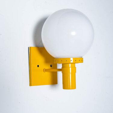 Mid Century Modern Lamp Wall Sconce Lightolier Glass Round Globe Metal Yellow