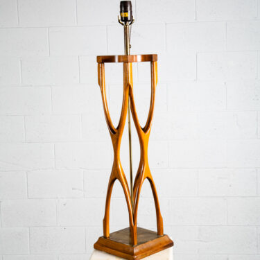 Mid Century Modern Table lamp Wood Brass Modeline Pearsall Light Lighting Walnut