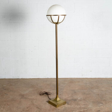 Mid Century Modern Floor Lamp Laurel Round Walnut Lighting MCM Brass Gold Orb NM