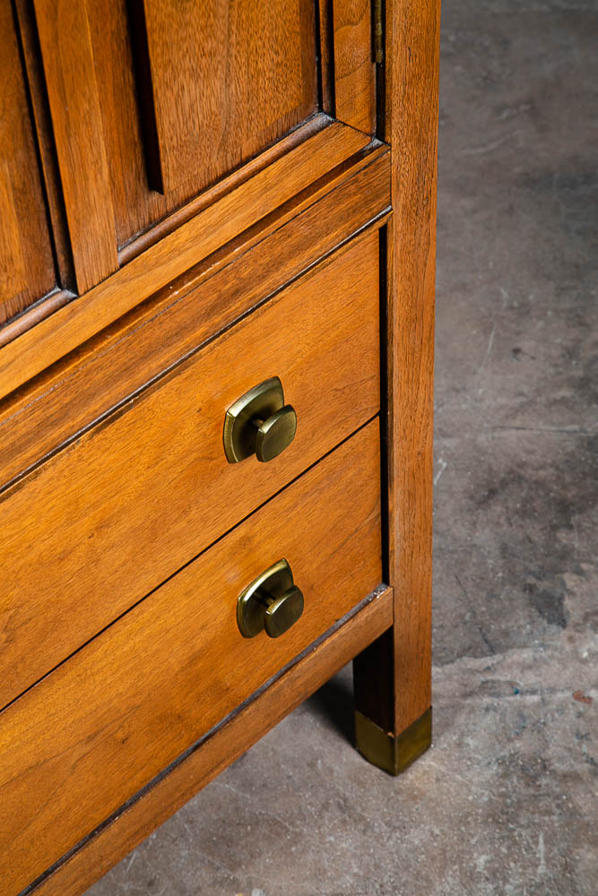 Mid Century Modern Dresser Highboy 4 Drawer Stanley Walnut Broyhill High Danish - Image 11