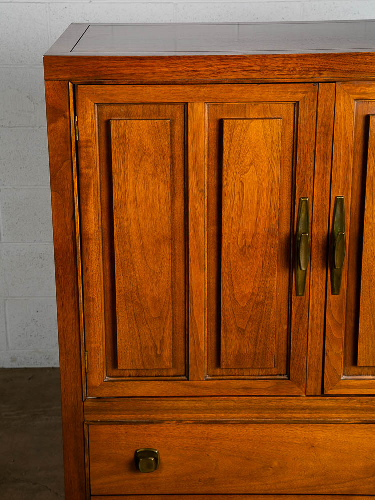 Mid Century Modern Dresser Highboy 4 Drawer Stanley Walnut Broyhill High Danish - Image 9