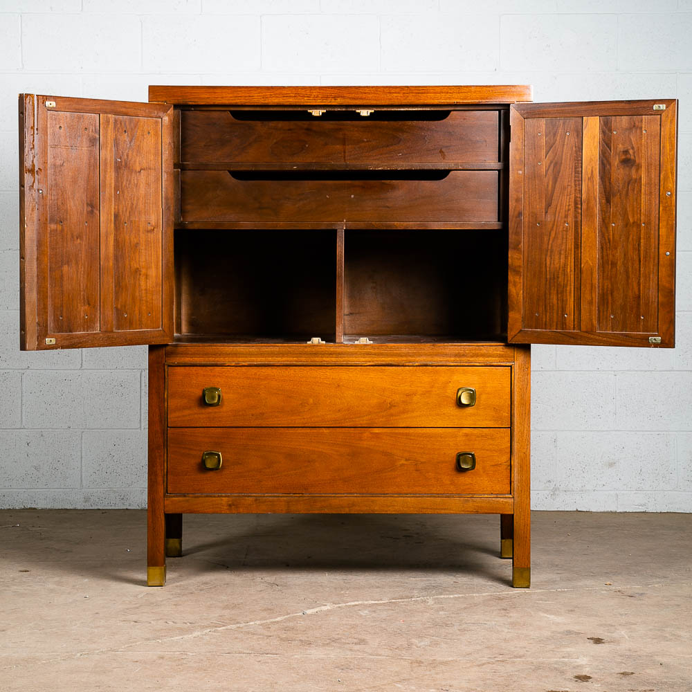 Mid Century Modern Dresser Highboy 4 Drawer Stanley Walnut Broyhill High Danish - Image 4