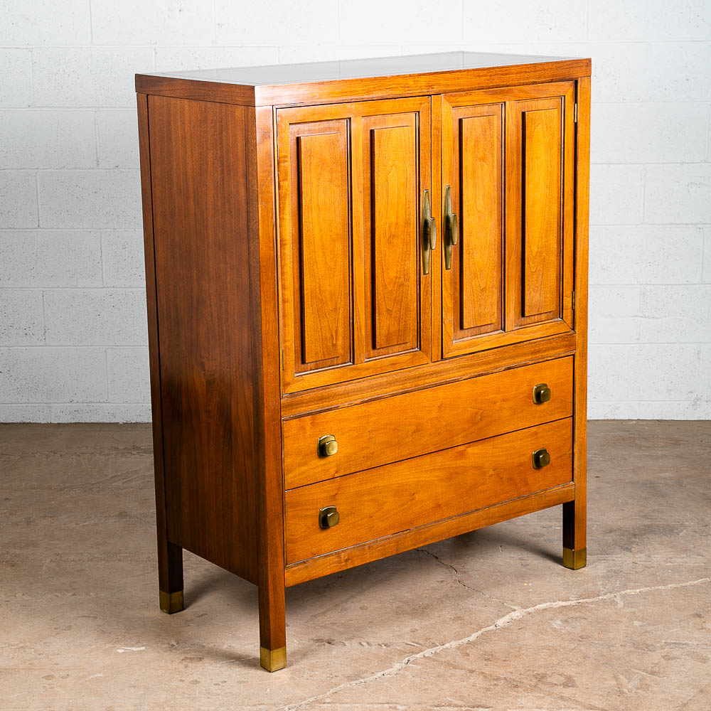 Mid Century Modern Dresser Highboy 4 Drawer Stanley Walnut Broyhill High Danish