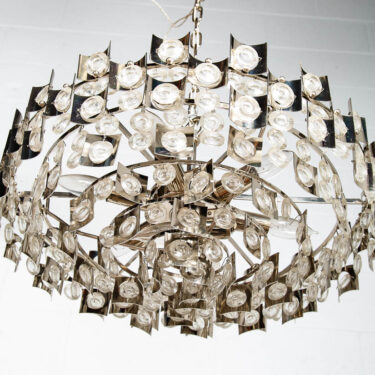 Mid Century Modern Chandelier Light Lamp Chrome Glass 6 light Vintage Silver Mcm