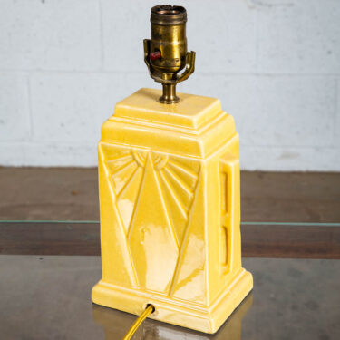 Mid Century Modern Table Lamp Yellow Antique Vintage Deco Ceramic Porcelain