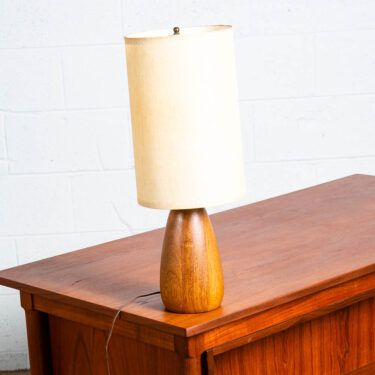 Mid Century Danish Modern Table Lamp Solid Teak Vintage Lighting Light Denmark