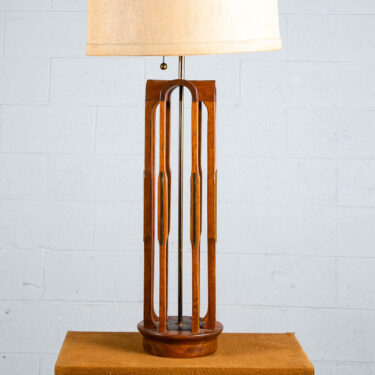 Mid Century Modern Lamp Table Light lighting Sculpted Walnut Brass Modeline Tall