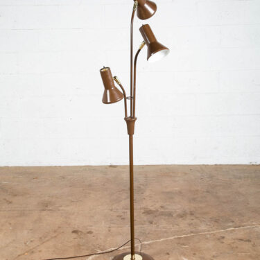 Mid Century Modern Floor Lamp Brown Bullet 3 Light Adjustable Brass Vintage Mcm