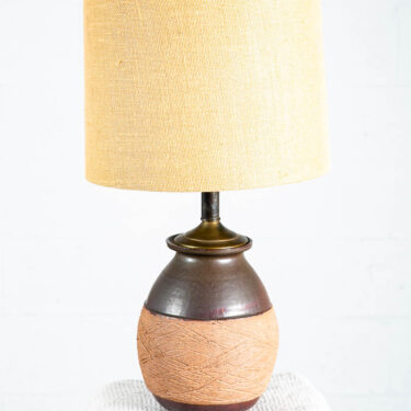 Mid Century Modern Table Lamp Light Studio Ceramic Brown Clay Round Vintage Mcm