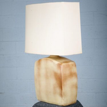 Mid Century Modern Table Lamp Brown White Light Vintage Ceramic Rectangular