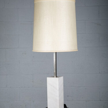 Mid Century Modern Table Lamp Marble Italian White Chrome 4 Light Vintage White