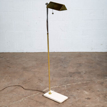 Mid Century Modern Floor Lamp Marble Adjustable Gold Brass Pull Vintage