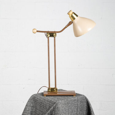 Mid Century Modern Table Lamp Brass shade Adjustable Neck Desk Mcm Metal