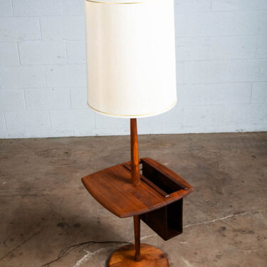 Mid Century Danish Modern Floor Lamp Side Table Magazine Solid Walnut Laurel Mcm