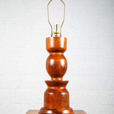 Mid Century Modern Table Lamp Solid Walnut Wood Round Studio Turned Lighting