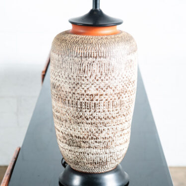 Mid Century Modern Table Lamp Light Studio Ceramic Brown Round Vintage Mcm Red