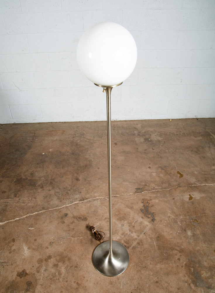Mid Century Modern Floor Lamp Laurel Orb Round Lighting MCM Brass Silver Vintage - Image 2