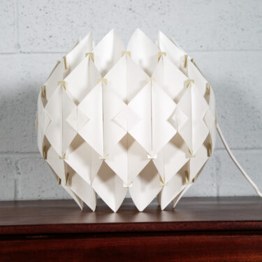 Mid Century Danish Modern Pendant Lamp Light Abstract White Hanging Design VG