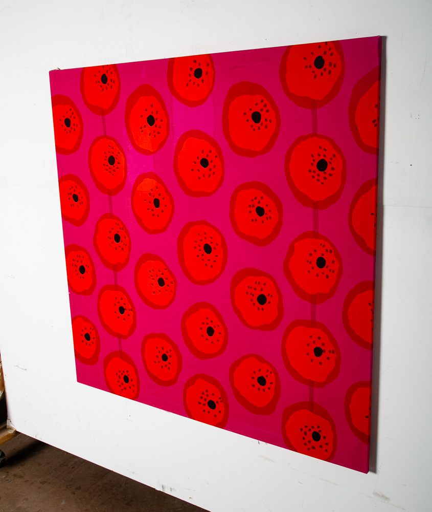 Mid Century Modern Tapestry Wall Hanging Marimekko 1964 Abstract Karhunkukka 50" - Image 2
