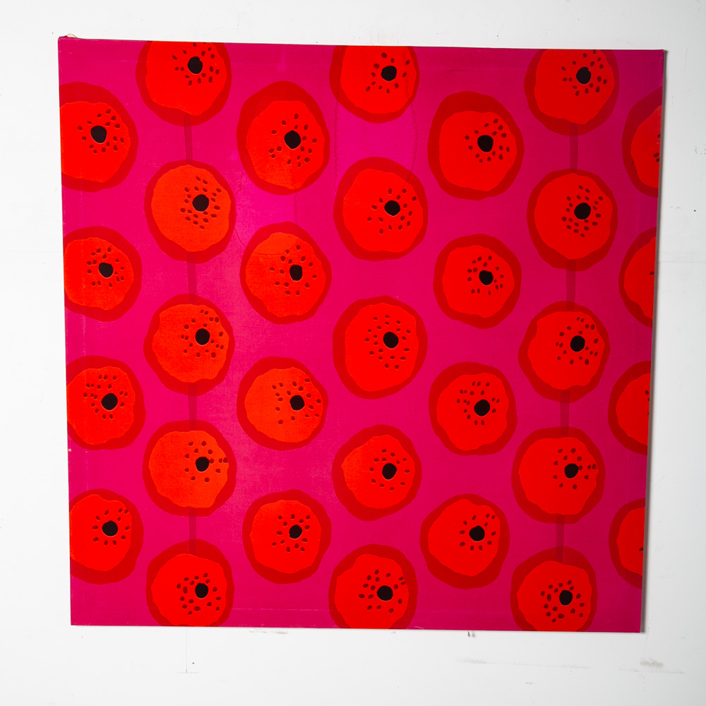 Mid Century Modern Tapestry Wall Hanging Marimekko 1964 Abstract Karhunkukka 50"