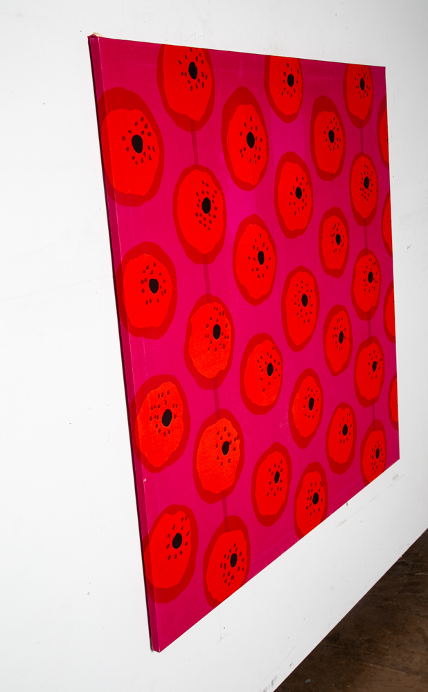 Mid Century Modern Tapestry Wall Hanging Marimekko 1964 Abstract Karhunkukka 50" - Image 9