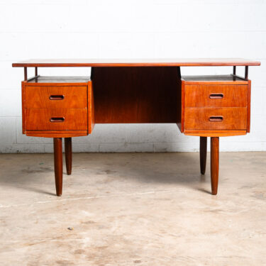 Mid Century Danish Modern Desk Floating 4 Drawer Locking Teak Wood Bookshelf Mcm
