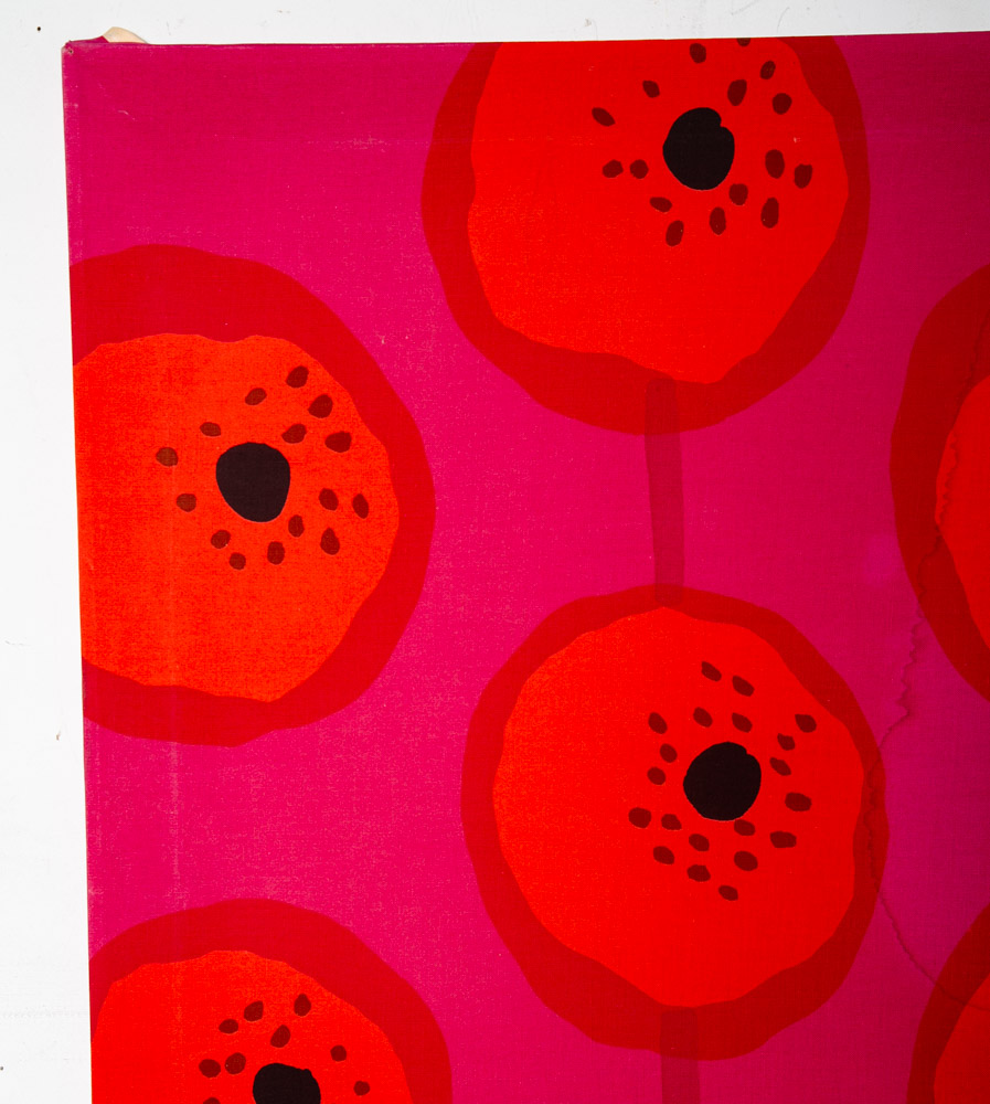 Mid Century Modern Tapestry Wall Hanging Marimekko 1964 Abstract Karhunkukka 50" - Image 6