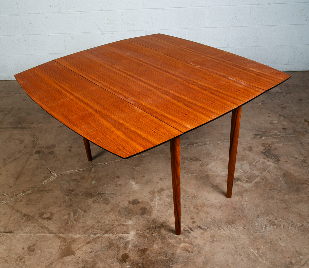 Mid Century Modern Dining Table Drop Leaf Teak Danish Restored Square Denmark NM - Image 8