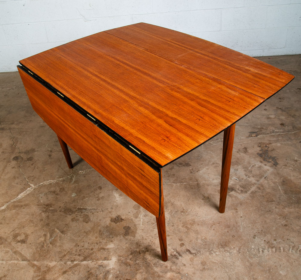 Mid Century Modern Dining Table Drop Leaf Teak Danish Restored Square Denmark NM - Image 10