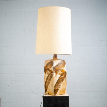 Mid Century Modern Table Lamp Ceramic Drip Glaze Studio Vintage Tan Brown Green
