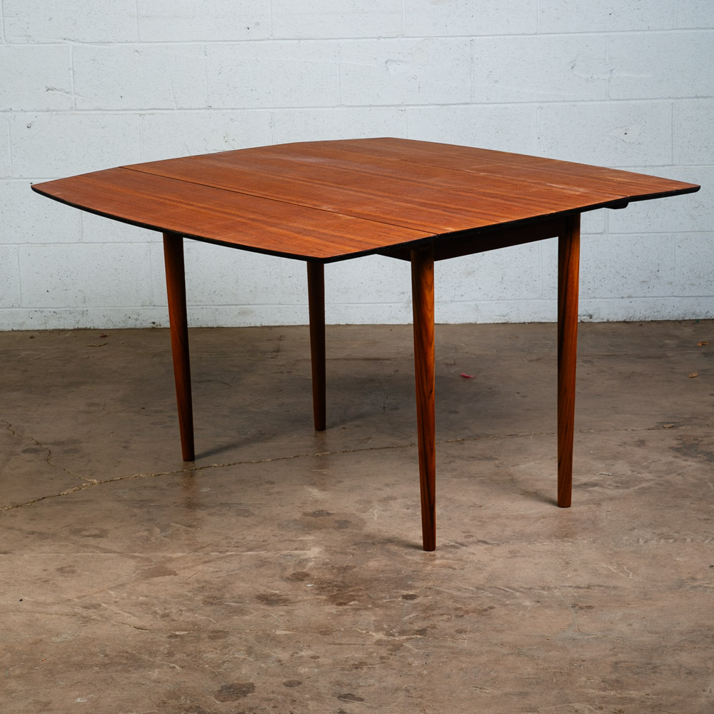 Mid Century Modern Dining Table Drop Leaf Teak Danish Restored Square Denmark NM - Image 7