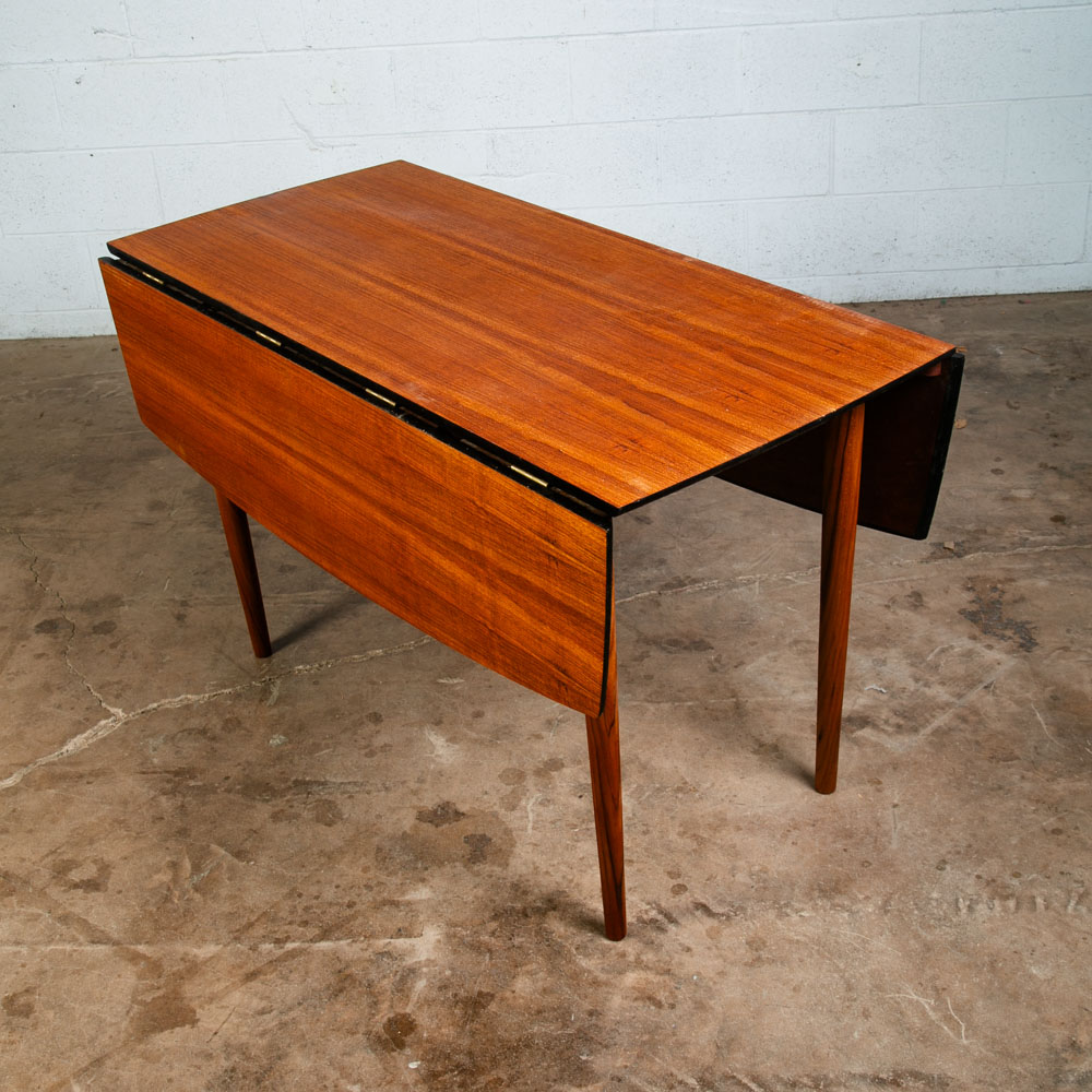 Mid Century Modern Dining Table Drop Leaf Teak Danish Restored Square Denmark NM - Image 5
