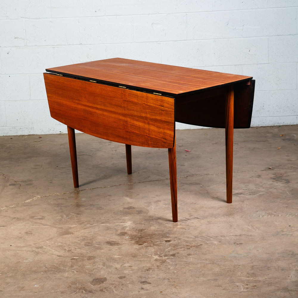 Mid Century Modern Dining Table Drop Leaf Teak Danish Restored Square Denmark NM