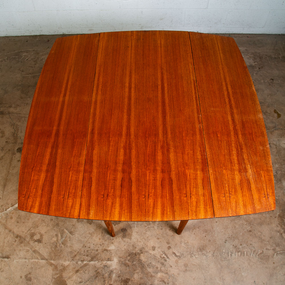 Mid Century Modern Dining Table Drop Leaf Teak Danish Restored Square Denmark NM - Image 2