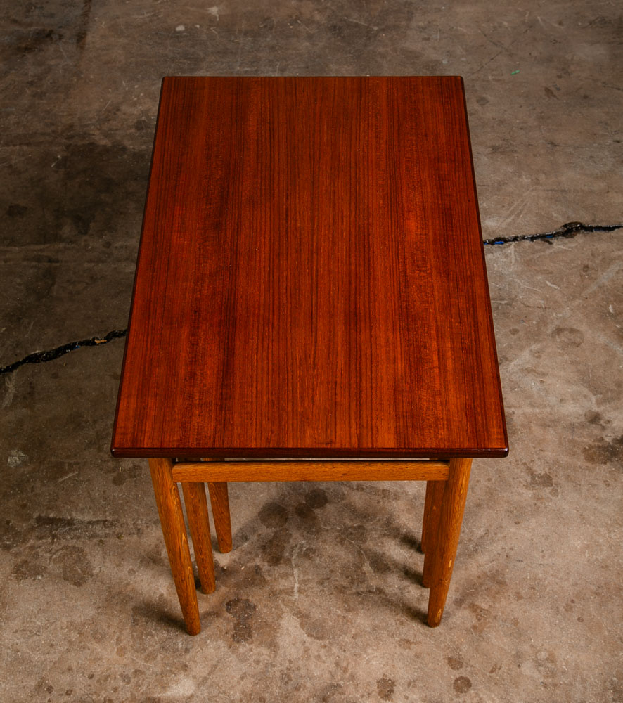 Mid Century Danish Modern Nesting Tables Solid Teak Oak Set 3 Sweden Denmark Mcm - Image 9
