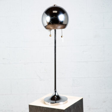 Mid Century Modern Table Lamp Chrome Desk Metal 2 Light Silver Swivel Pull Mcm