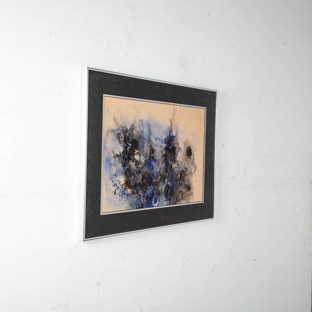 Mid Century Modern Painting Abstract Watercolor Original Art Expertly Framed MCM - Image 9