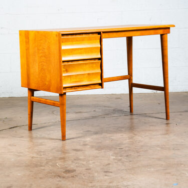 Mid Century Modern Desk Solid Maple Heywood Wakefield Drawers Champagne Compact