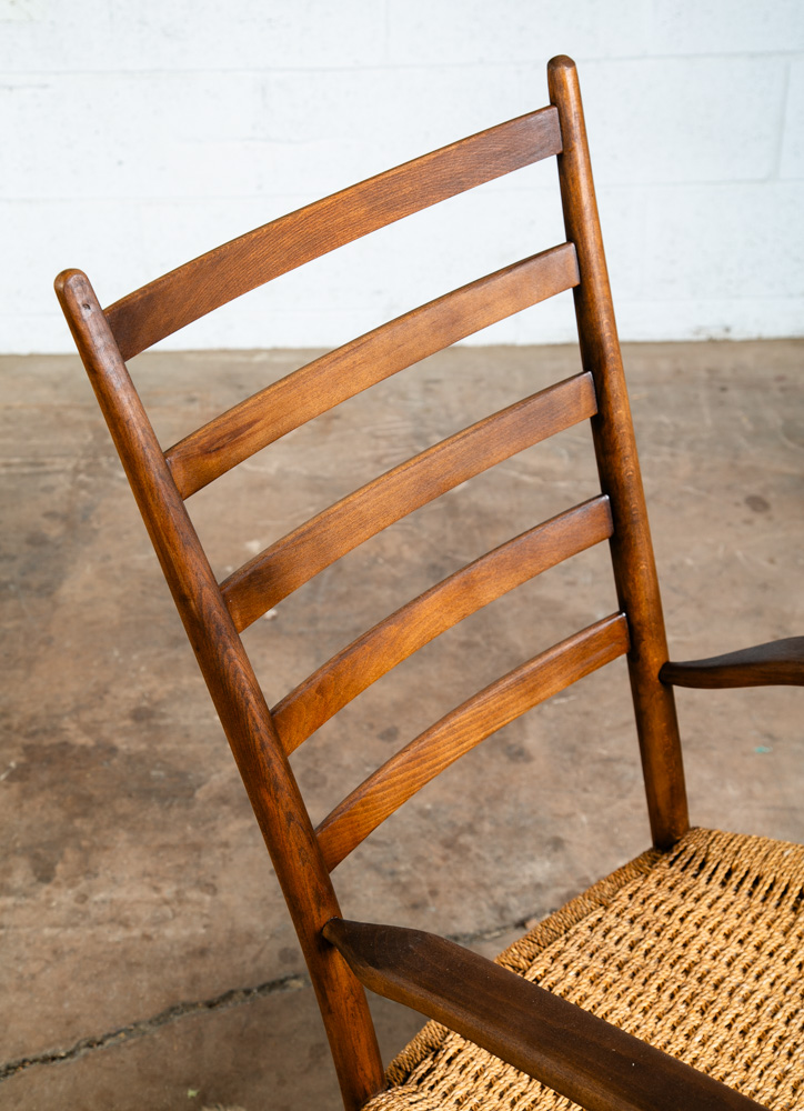 Mid Century Modern Rocking Chair Wood Brown Rocker Paper Wrapped Vintage - Image 6