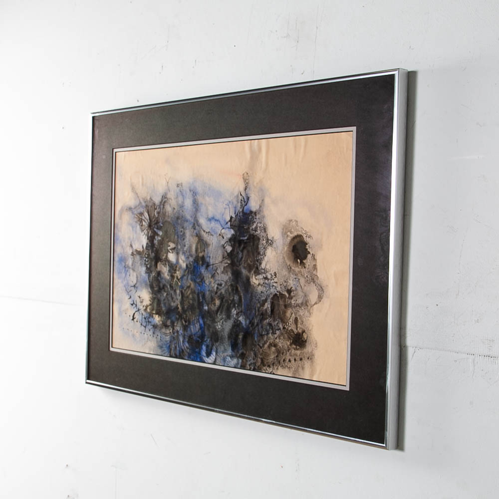 Mid Century Modern Painting Abstract Watercolor Original Art Expertly Framed MCM - Image 11