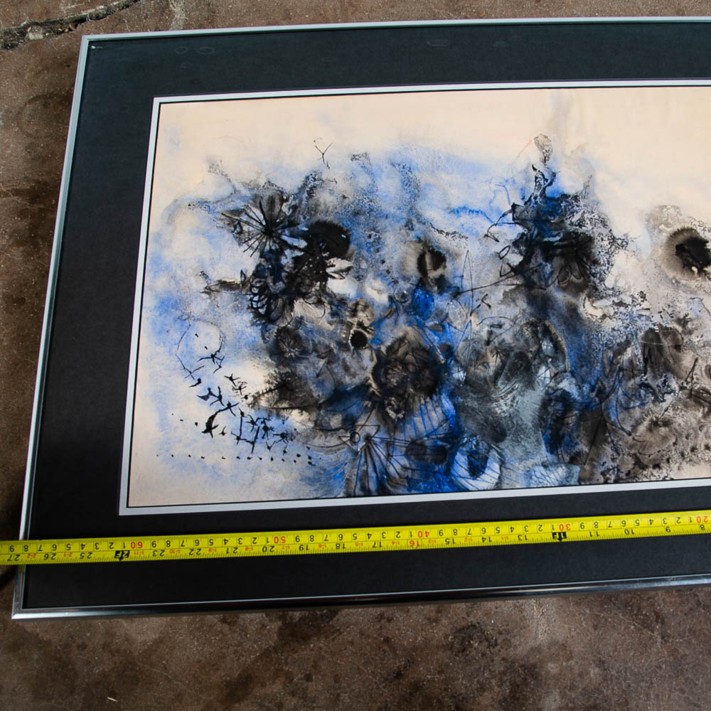 Mid Century Modern Painting Abstract Watercolor Original Art Expertly Framed MCM - Image 5