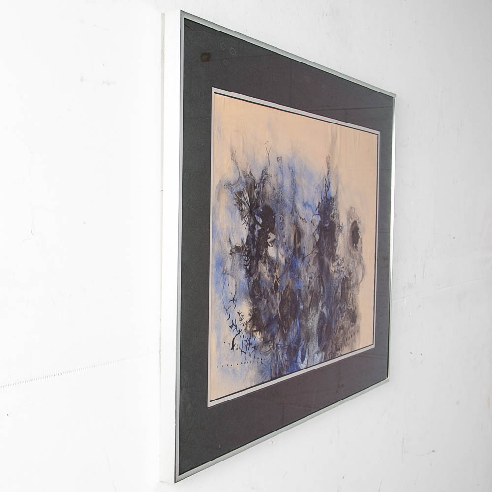 Mid Century Modern Painting Abstract Watercolor Original Art Expertly Framed MCM - Image 10