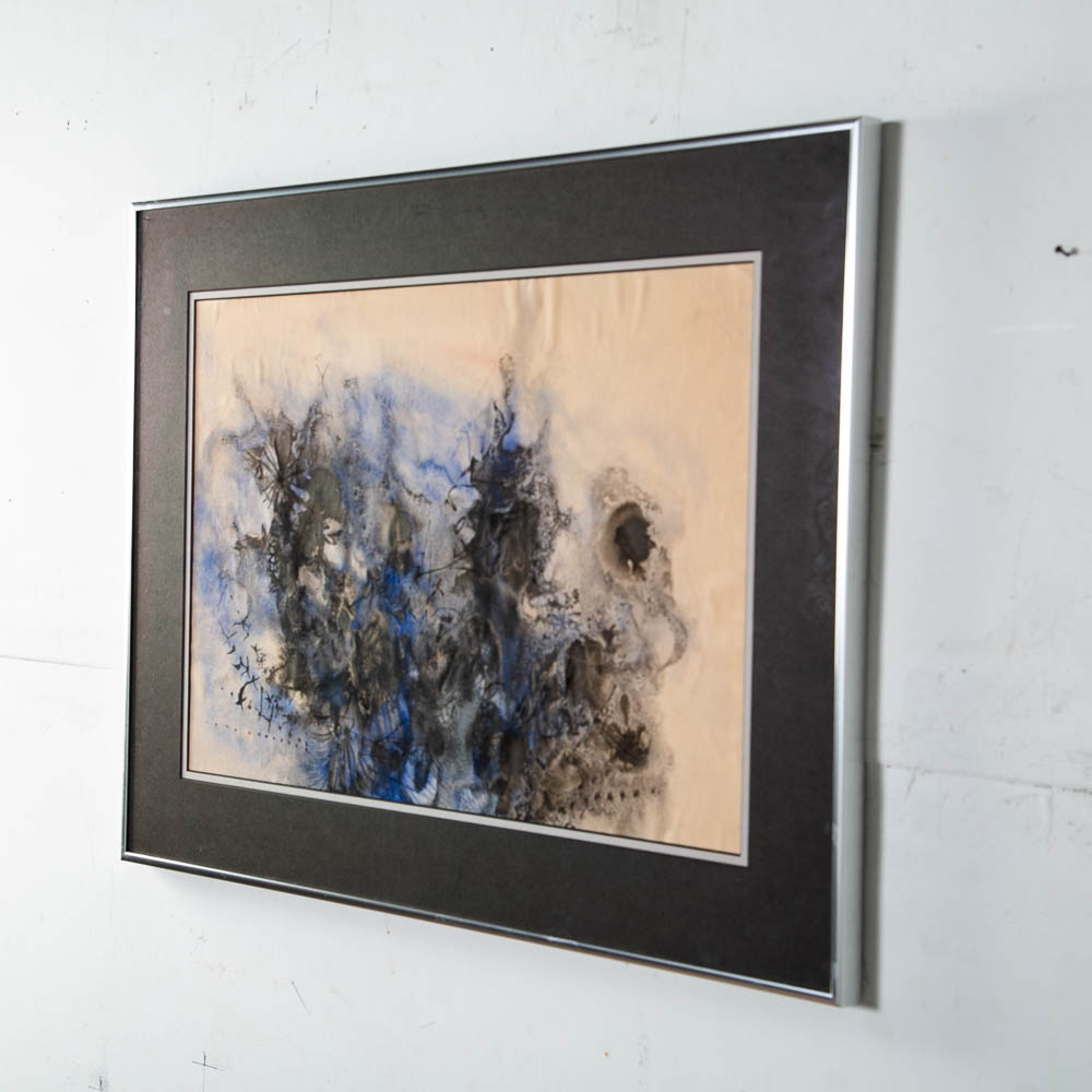 Mid Century Modern Painting Abstract Watercolor Original Art Expertly Framed MCM - Image 2