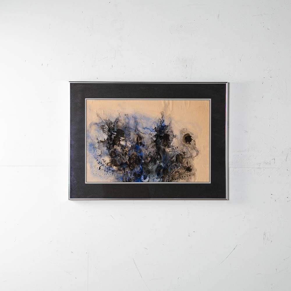 Mid Century Modern Painting Abstract Watercolor Original Art Expertly Framed MCM - Image 3