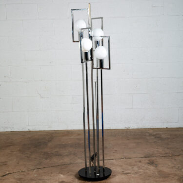 Mid Century Modern Floor Lamp Gaetano Sciolari 4 light Chrome Silver White Italy